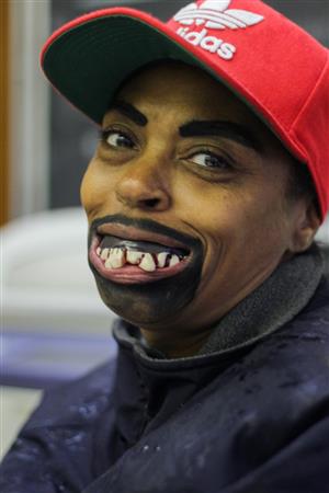 female teacher dressed as a scary man 